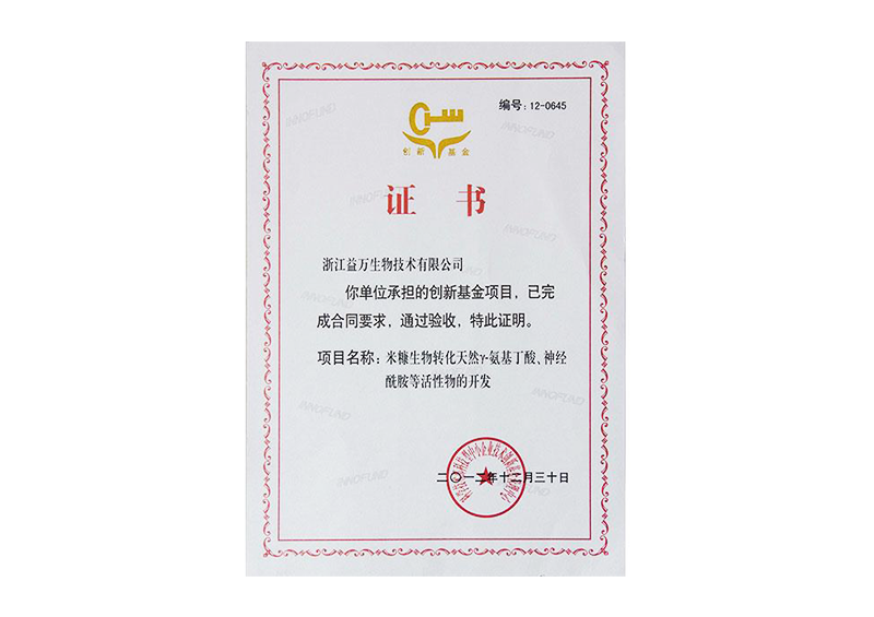 证书-创新基金项目